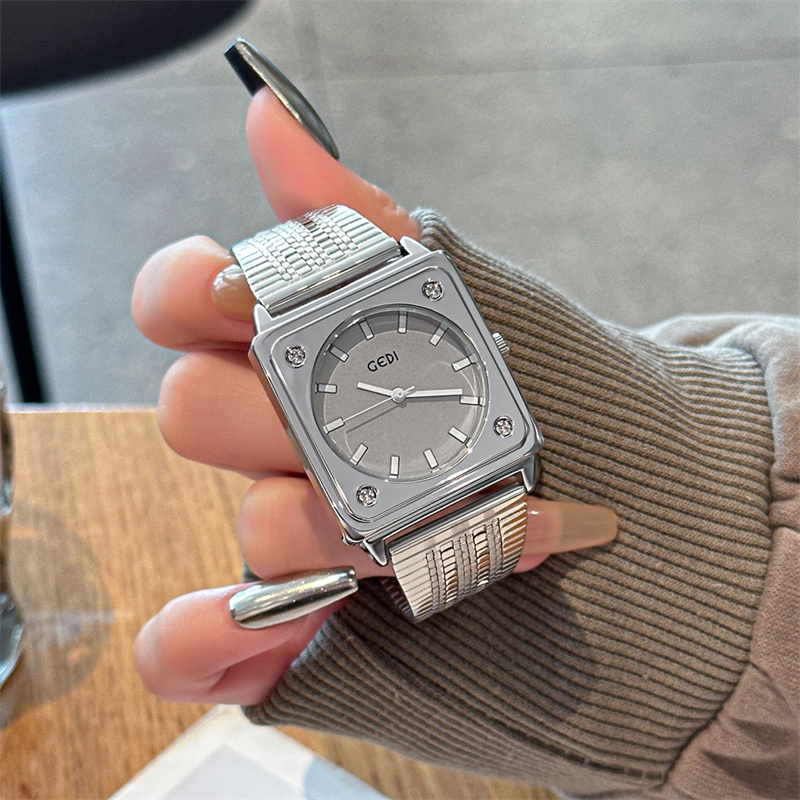 Luxury Watch Gift For Her - Minimalist Elegant Unique Square Dial Steel