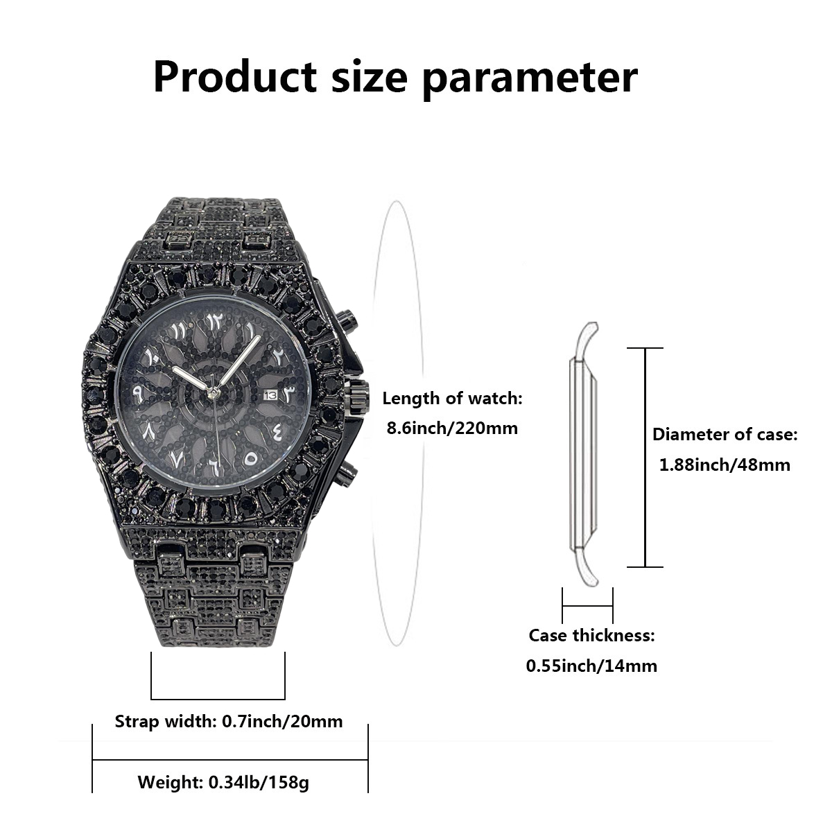 UNIGUET Cool Black Diamond Wat - Luxury Watch Iceberg review and price
