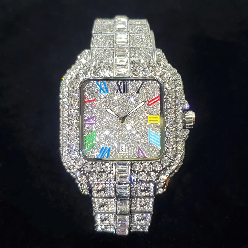 New Luxury Iced‑Out Square Qua - Luxury Watch Iceberg review and price