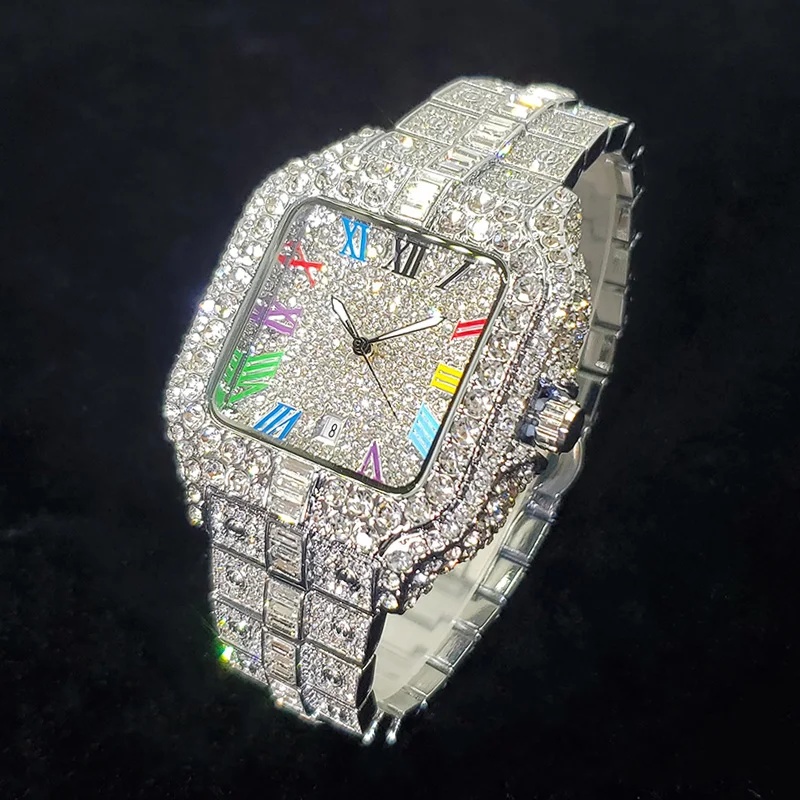 New Luxury Iced‑Out Square Qua - Luxury Watch Iceberg review and price